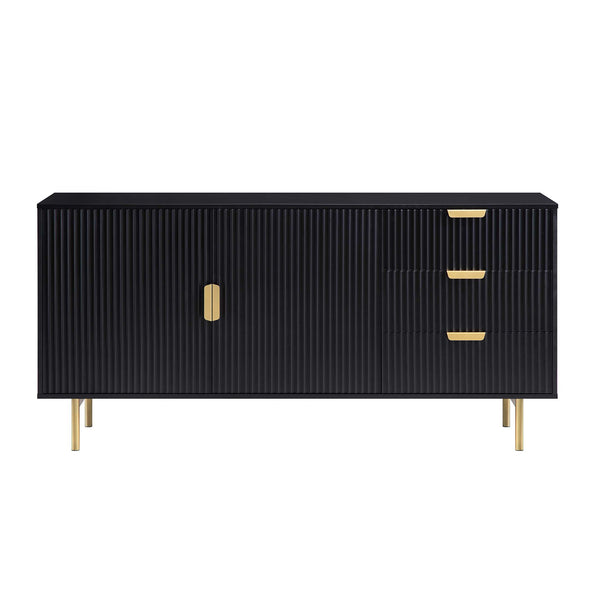Richmond Ridged Large Sideboard, Matte Black