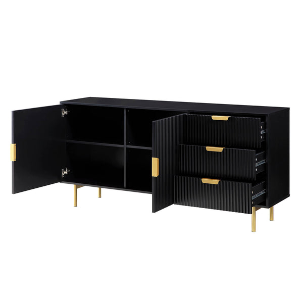 Richmond Ridged Large Sideboard, Matte Black