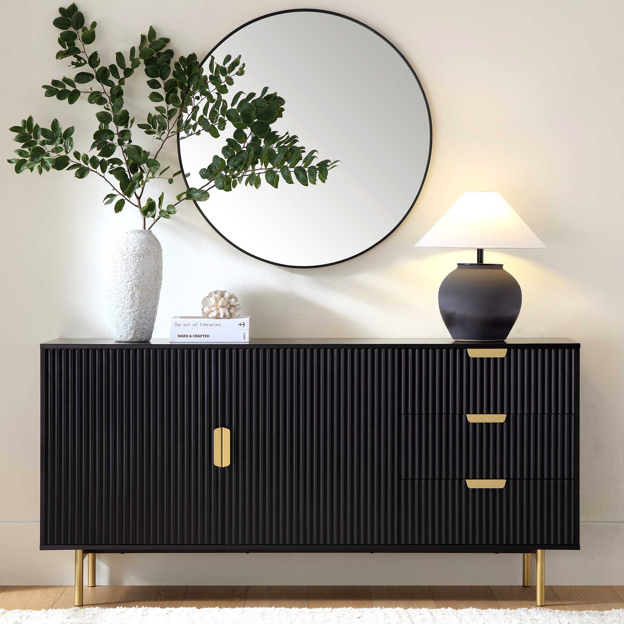 Richmond Ridged Large Sideboard, Matte Black | daals