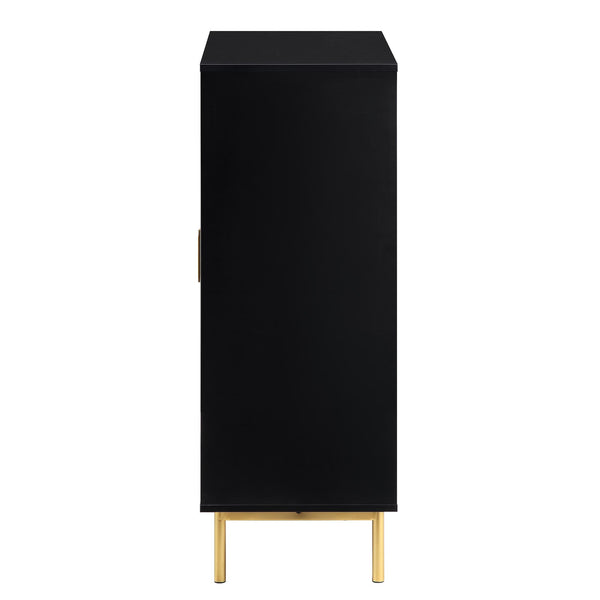 Richmond Ridged Highboard Storage Cabinet, Matte Black