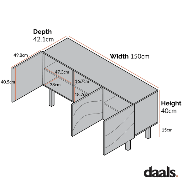 Moriko 3 Door TV Unit, 150 cm