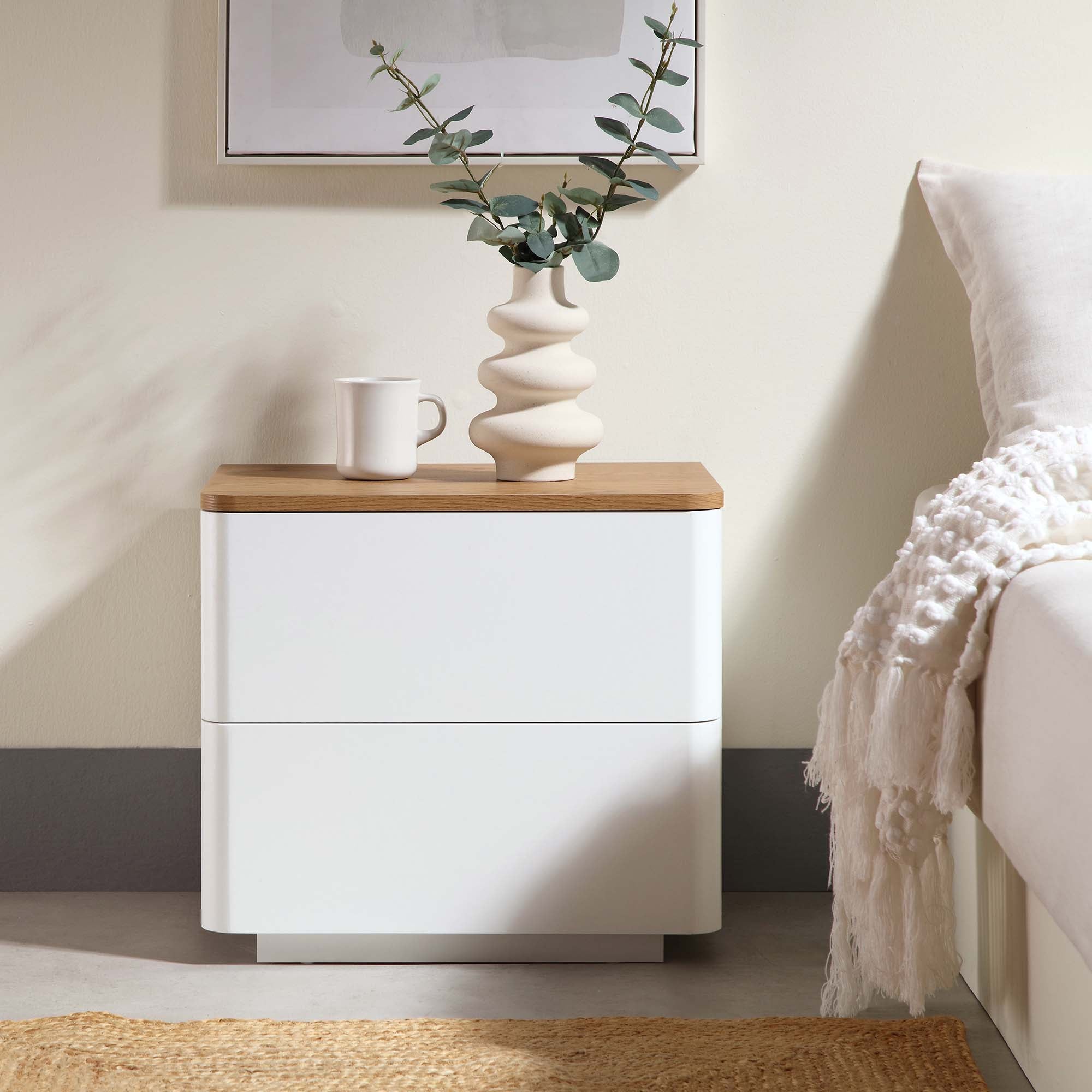 Agnes Curved Edge 2 Drawer Bedside Table