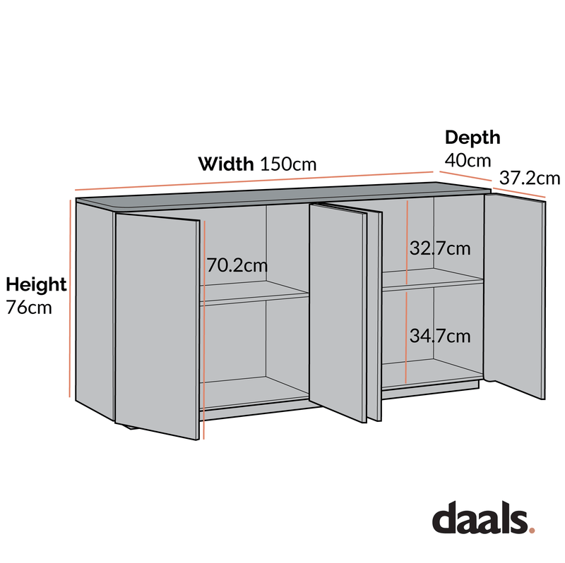 Agnes Curved Edge 150cm Wide Sideboard, Natural