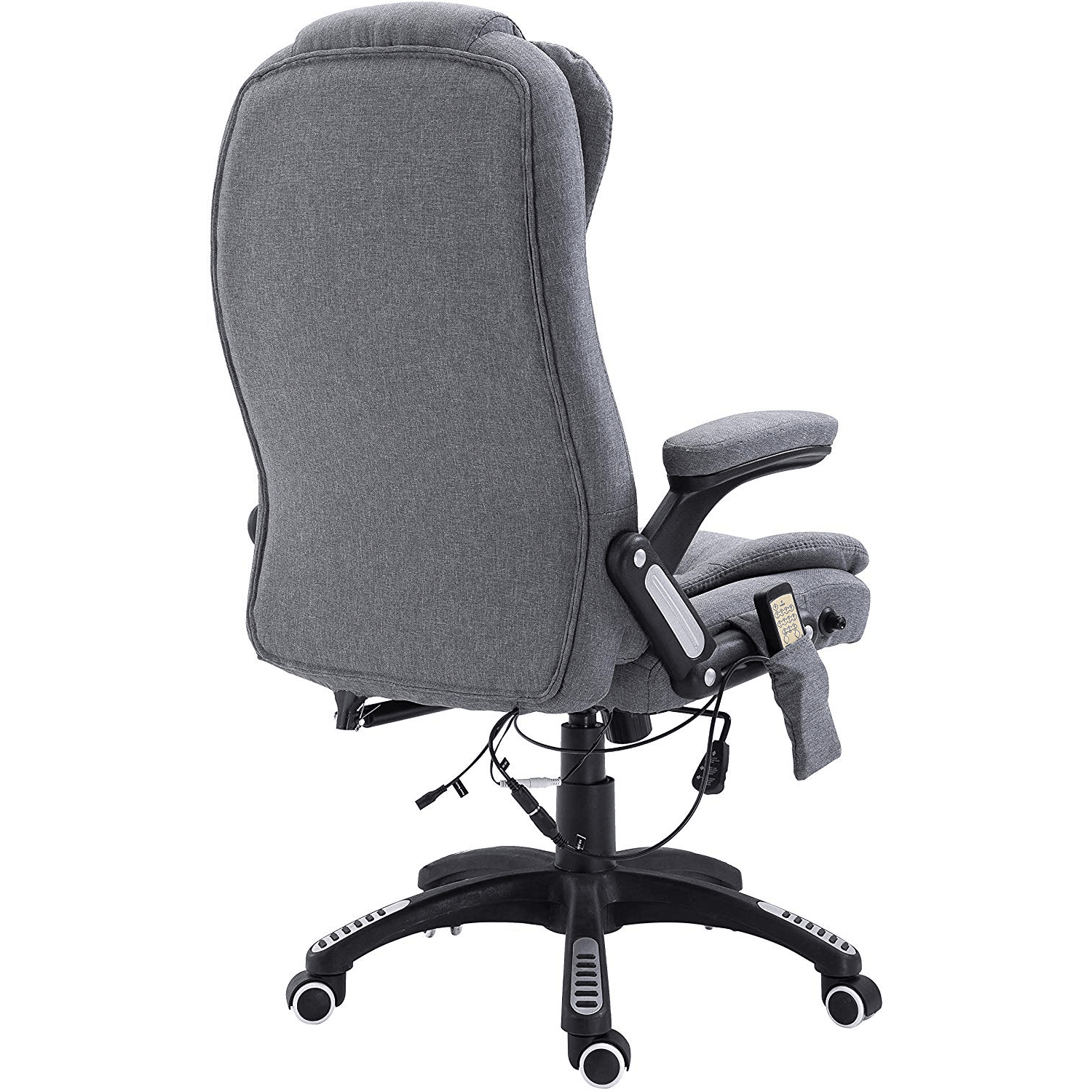 Executive Recline Padded Swivel Office Chair with Vibrating Massage Function, MM17 Grey Fabric