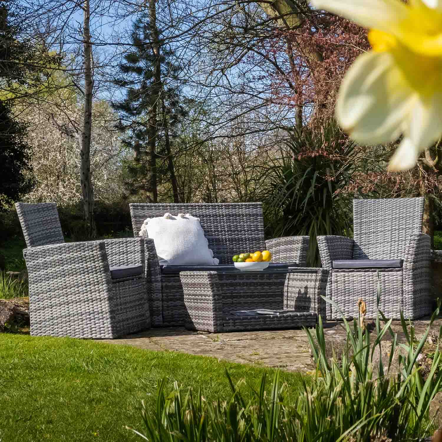Corfu 4 Seater Garden Furniture Set in Grey