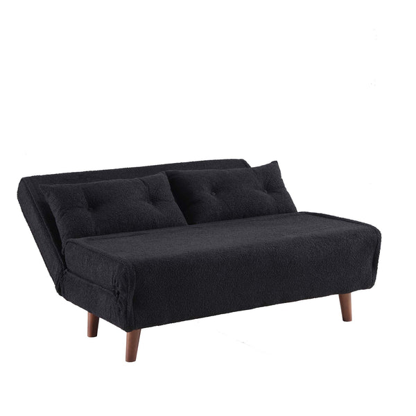 Algo Sofabed with Cushions in Charcoal Teddy Fabric 2 Seater