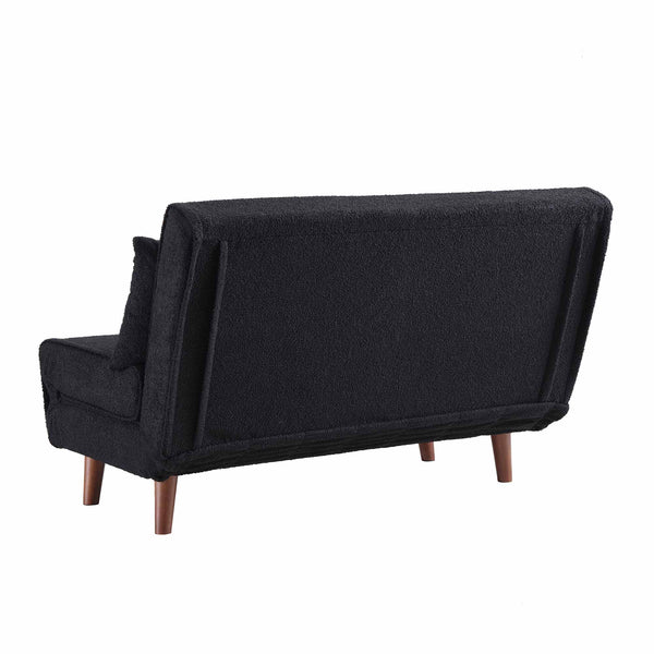 Algo Sofabed with Cushions in Charcoal Teddy Fabric 2 Seater