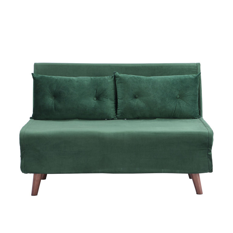 ALGO 2Seater Small Double Folding Sofa Bed with Cushion Pine Green Ve