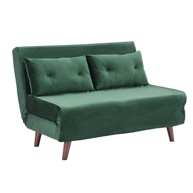 ALGO 2Seater Small Double Folding Sofa Bed with Cushion Pine Green Ve