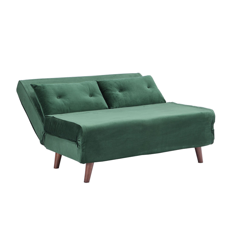 ALGO 2Seater Small Double Folding Sofa Bed with Cushion Pine Green Ve