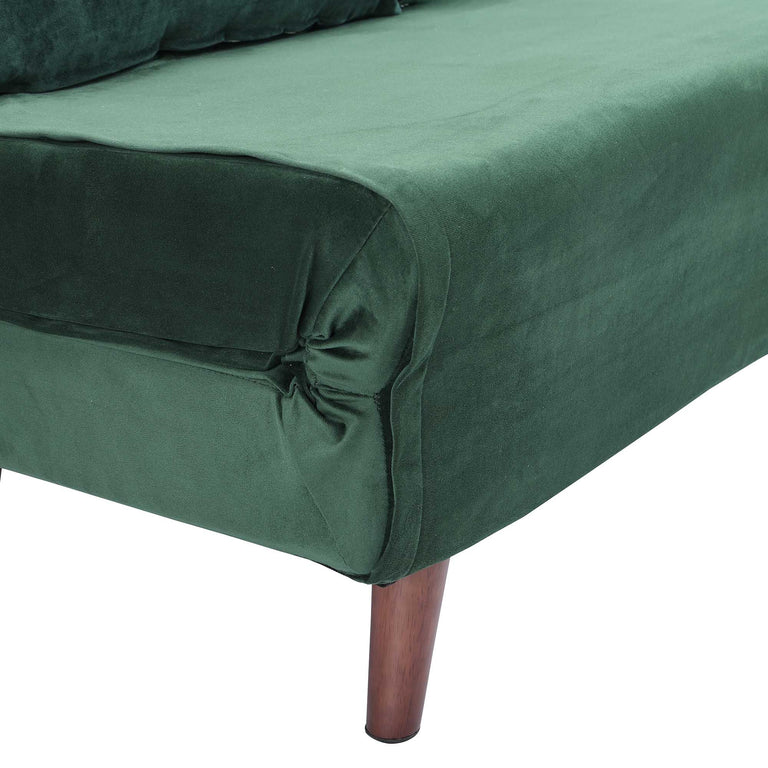 ALGO 2Seater Small Double Folding Sofa Bed with Cushion Pine Green Ve
