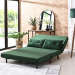 ALGO 2-Seater Small Double Folding Sofa Bed with Cushion Pine Green Ve ...