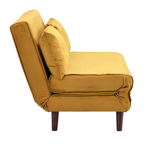 Algo Sofabed with Cushions in Mustard Yellow Velvet 2 Seater