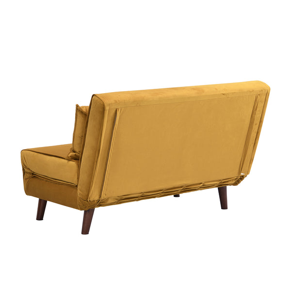Algo Sofabed with Cushions in Mustard Yellow Velvet 2 Seater