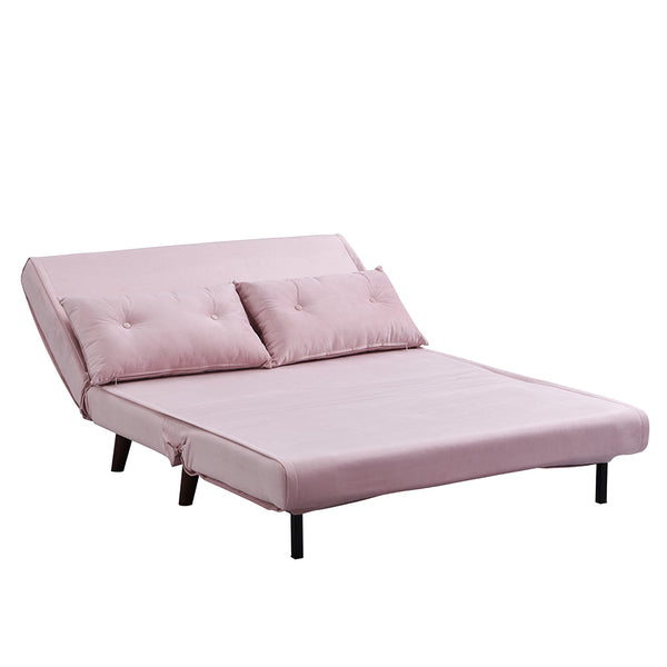 Algo Sofabed with Cushions in Pink Velvet 2 Seater