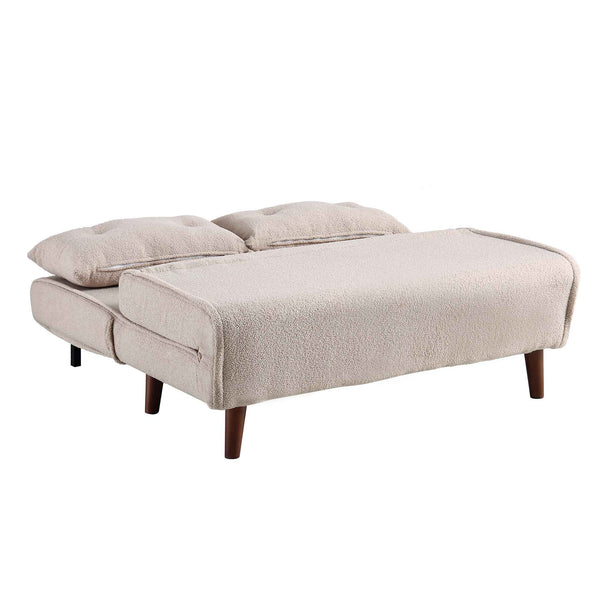 Algo Sofabed with Cushions in Taupe Teddy Fabric 2 Seater