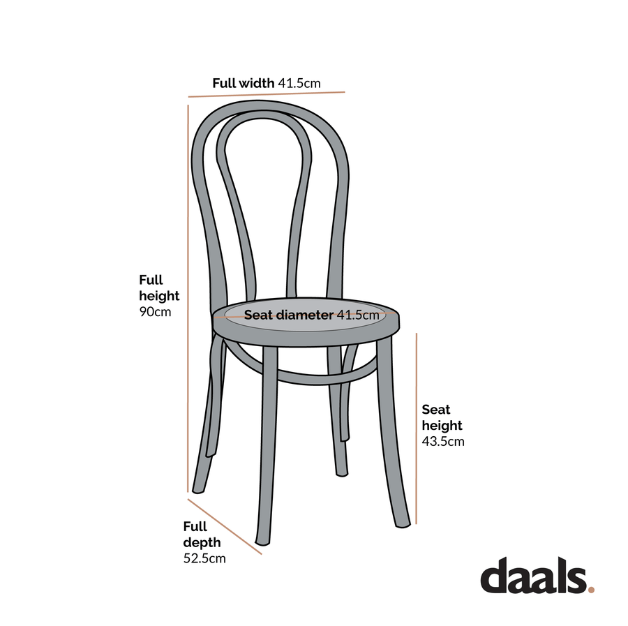 Camille Elm Wood and Rattan Bentwood Dining Chair, Distressed White