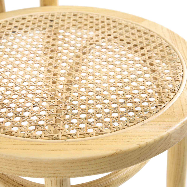 Camille Elm Wood and Rattan Bentwood Dining Chair, Natural