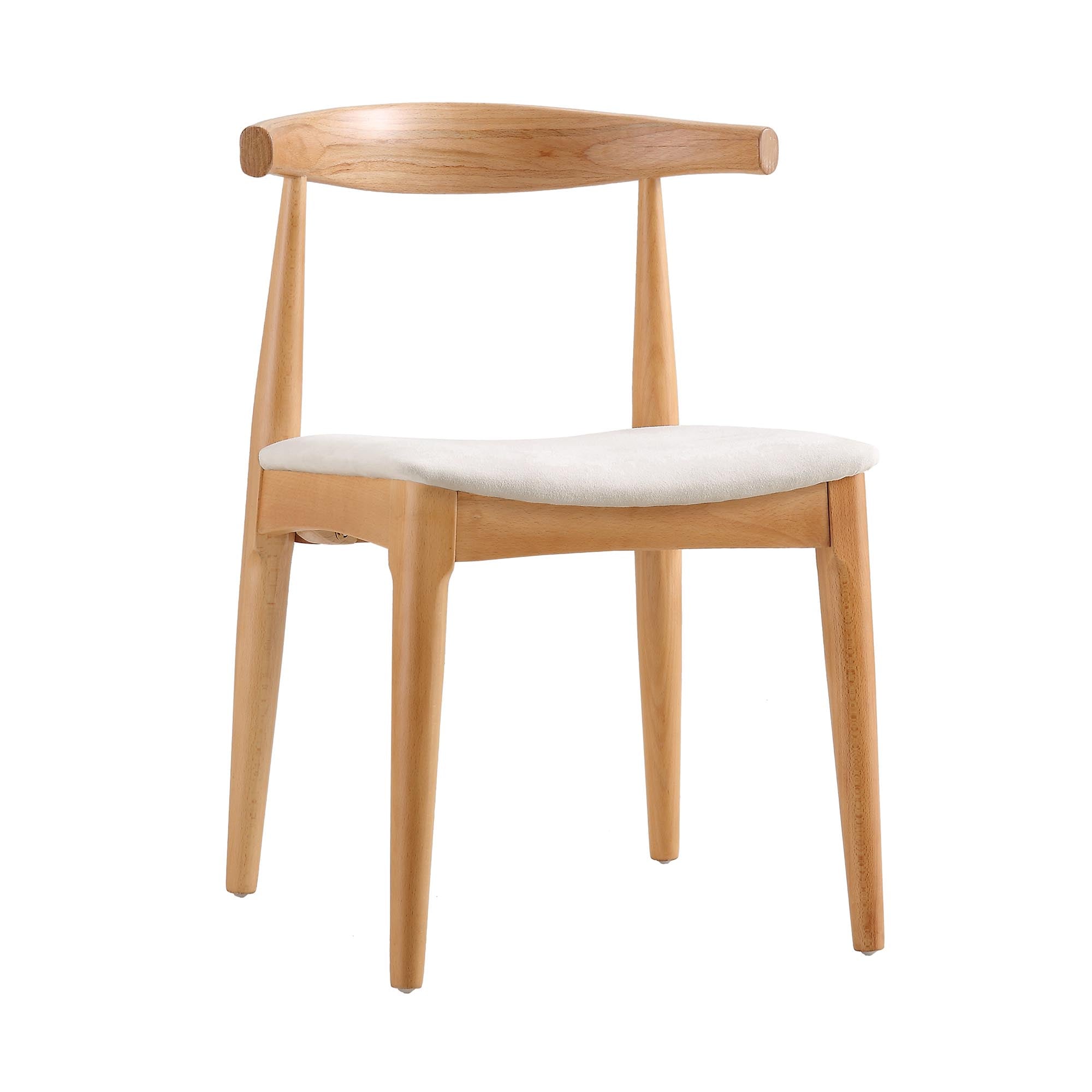 Arley Set of 2 Beech Wood Dining Chairs, Natural and Beige