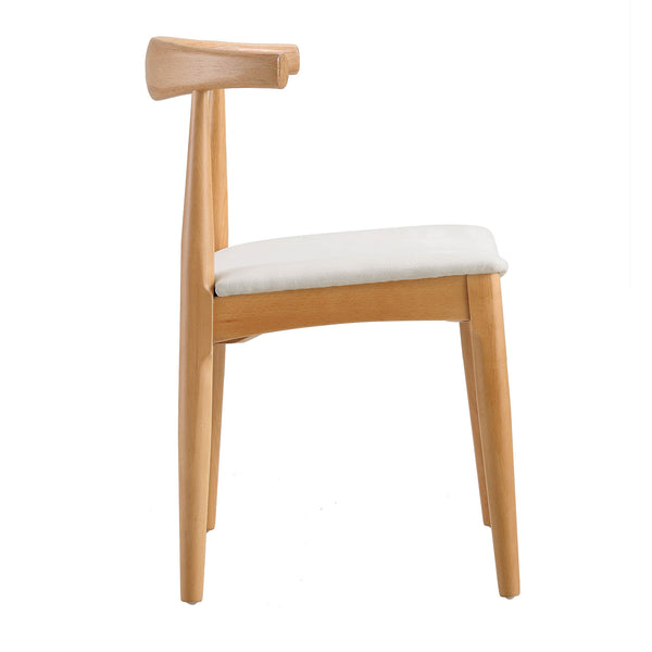 Arley Set of 2 Beech Wood Dining Chairs, Natural and Beige