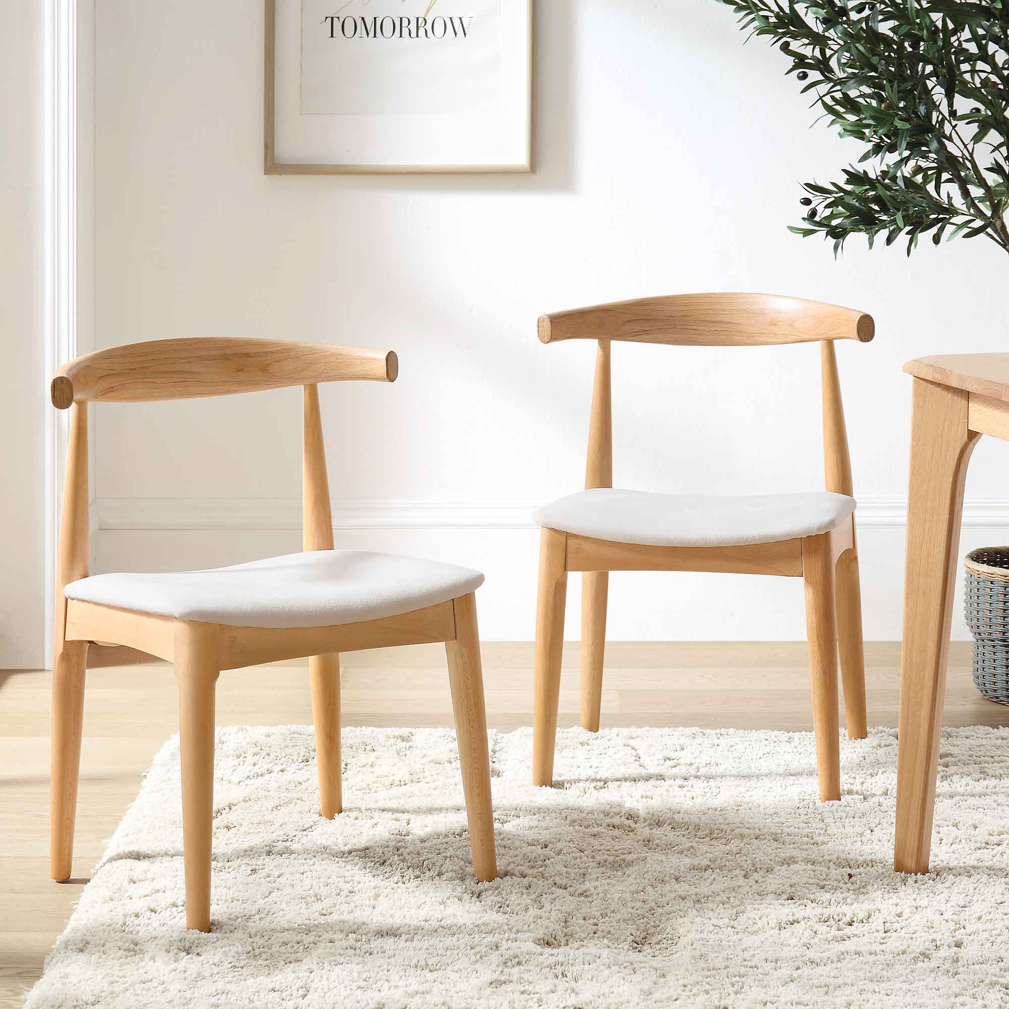 Arley Set of Beech Wood Dining Chairs, Natural and Beige daals