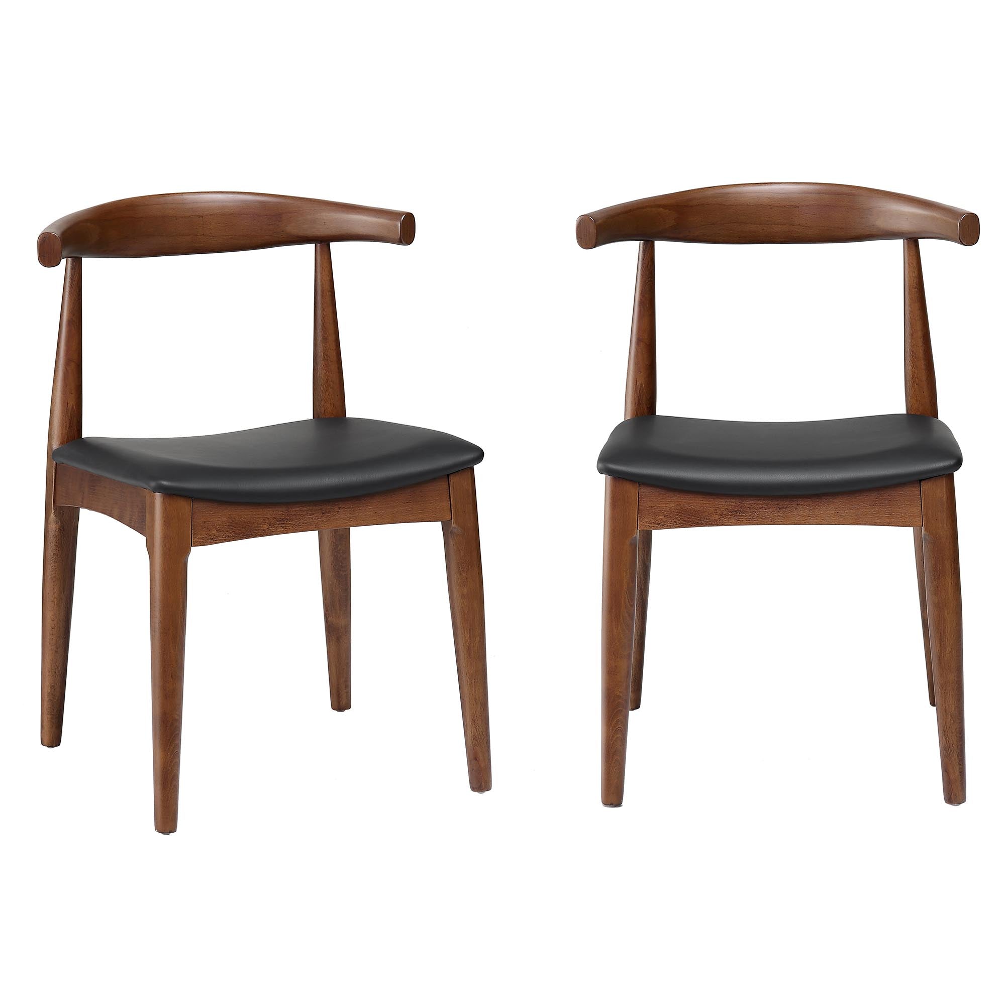 Arley Set of 2 Beech Wood Dining Chairs, Walnut and Black