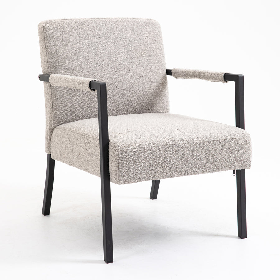 Hatton Steel Frame Boucle Accent Chair (Grey)