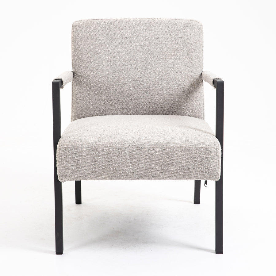Hatton Steel Frame Boucle Accent Chair (Grey)