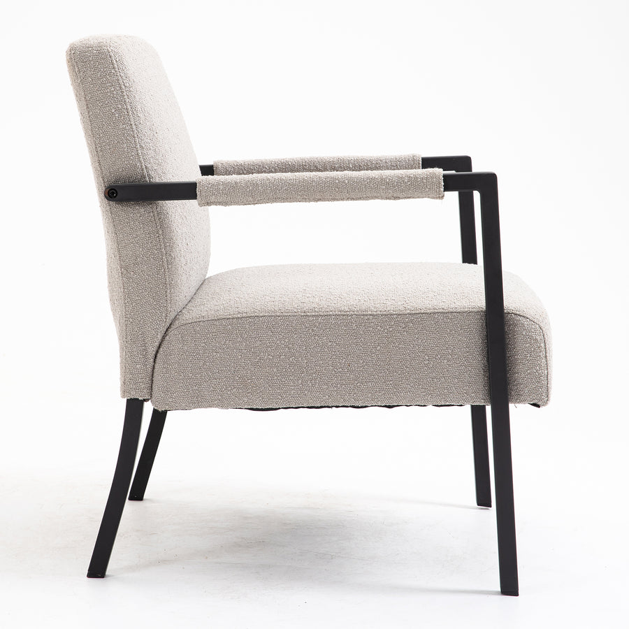 Hatton Steel Frame Boucle Accent Chair (Grey)