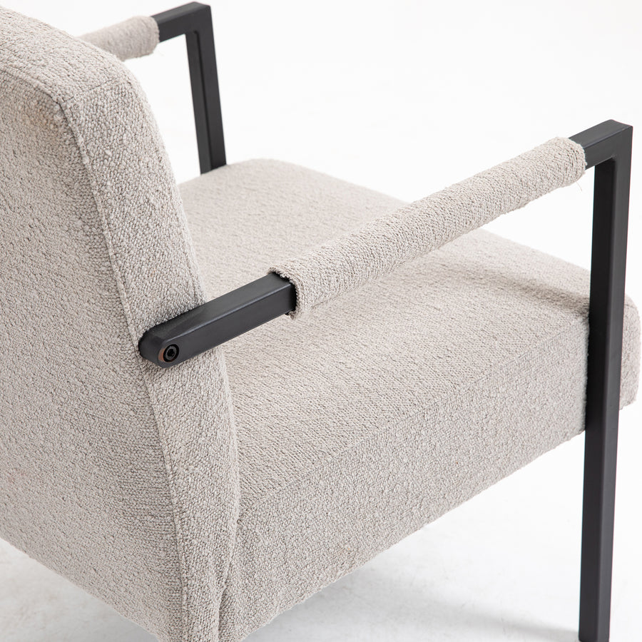 Hatton Steel Frame Boucle Accent Chair (Grey)