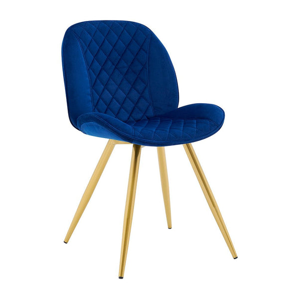 Set of 2 Cosford Diamond Stitch Dining Chairs (Blue Velvet)