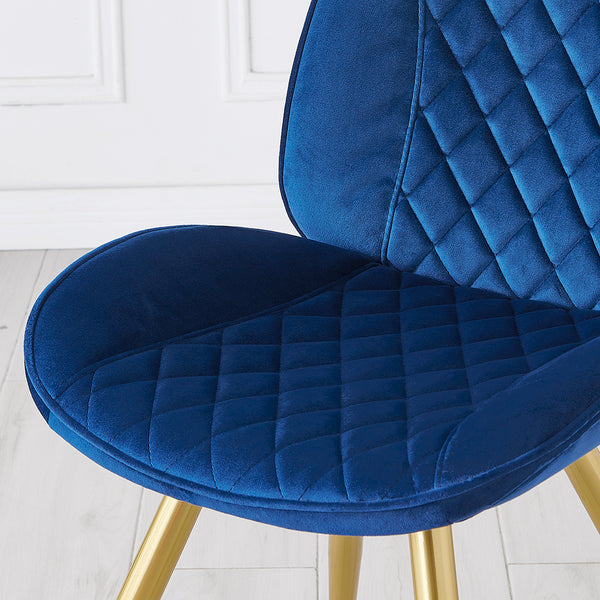 Set of 2 Cosford Diamond Stitch Dining Chairs (Blue Velvet)