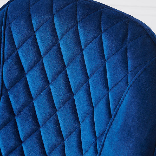 Set of 2 Cosford Diamond Stitch Dining Chairs (Blue Velvet)