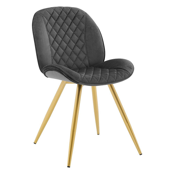 Set of 2 Cosford Diamond Stitch Dining Chairs (Grey Velvet)