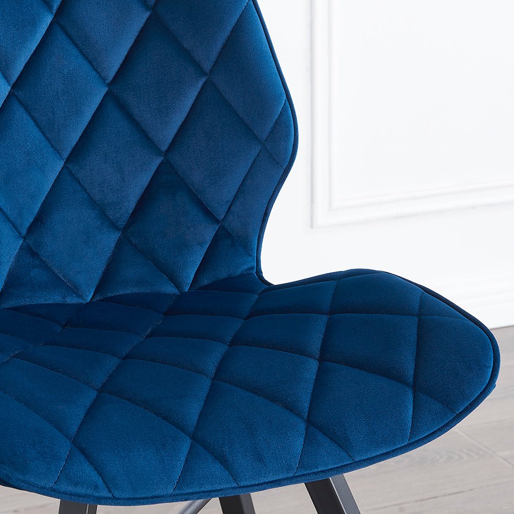 Set of 2 Ampney Velvet Diamond Stitch Dining Chairs with Metal Legs (B ...