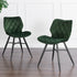 Set of 2 Ampney Velvet Diamond Stitch Dining Chairs with Metal Legs (Green Velvet)