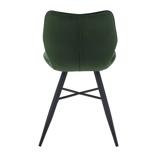 Set of 2 Ampney Velvet Diamond Stitch Dining Chairs with Metal Legs (Green Velvet)