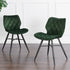 Set of 2 Ampney Velvet Diamond Stitch Dining Chairs with Metal Legs (Green Velvet) - daals