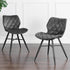 Set of 2 Ampney Velvet Diamond Stitch Dining Chairs with Metal Legs (Dark Grey Velvet) - daals