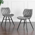 Set of 2 Ampney Diamond Stitch Light Grey Velvet Dining Chair Set of 2 with Metal Legs - daals