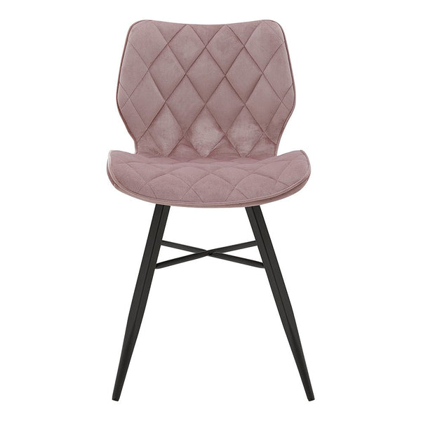 Set of 2 Ampney Velvet Diamond Stitch Dining Chairs with Metal Legs (Dusty Pink Velvet)