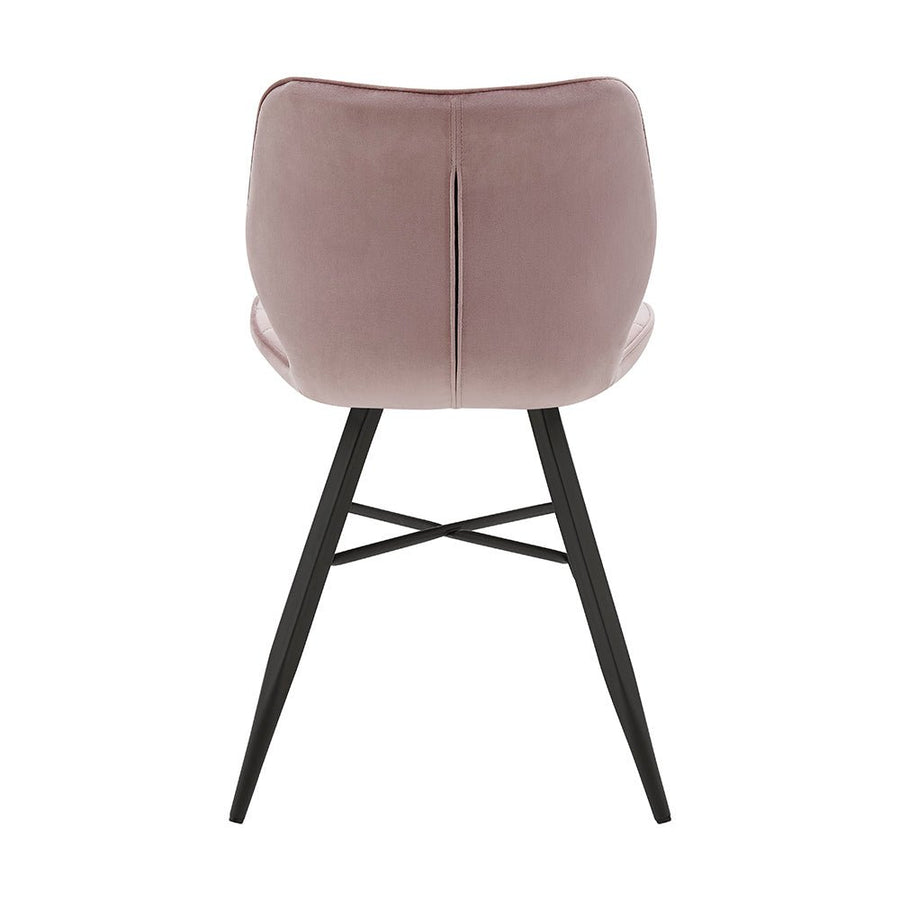Set of 2 Ampney Velvet Diamond Stitch Dining Chairs with Metal Legs (Dusty Pink Velvet)