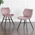 Set of 2 Ampney Velvet Diamond Stitch Dining Chairs with Metal Legs (Dusty Pink Velvet) - daals