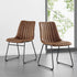 Sutton Set of 2 Vegan Leather Fluted Dining Chairs with Metal Frame (Cognac Brown) - daals