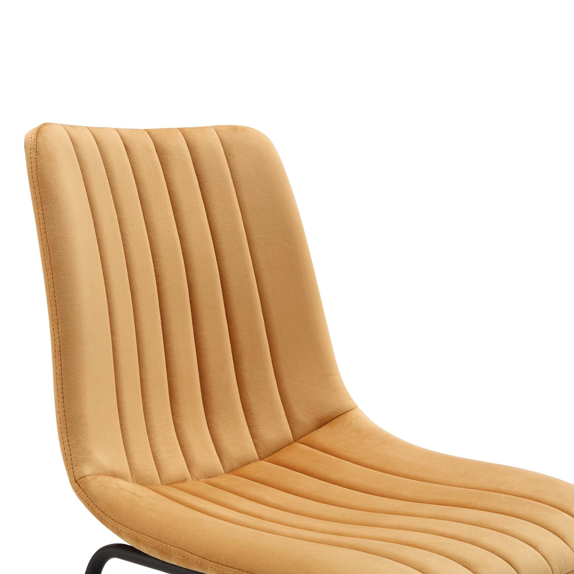 Fluted Chair Sutton Set of 2 Mustard Yellow Velvet Fabric Fluted Dining Chairs with ...