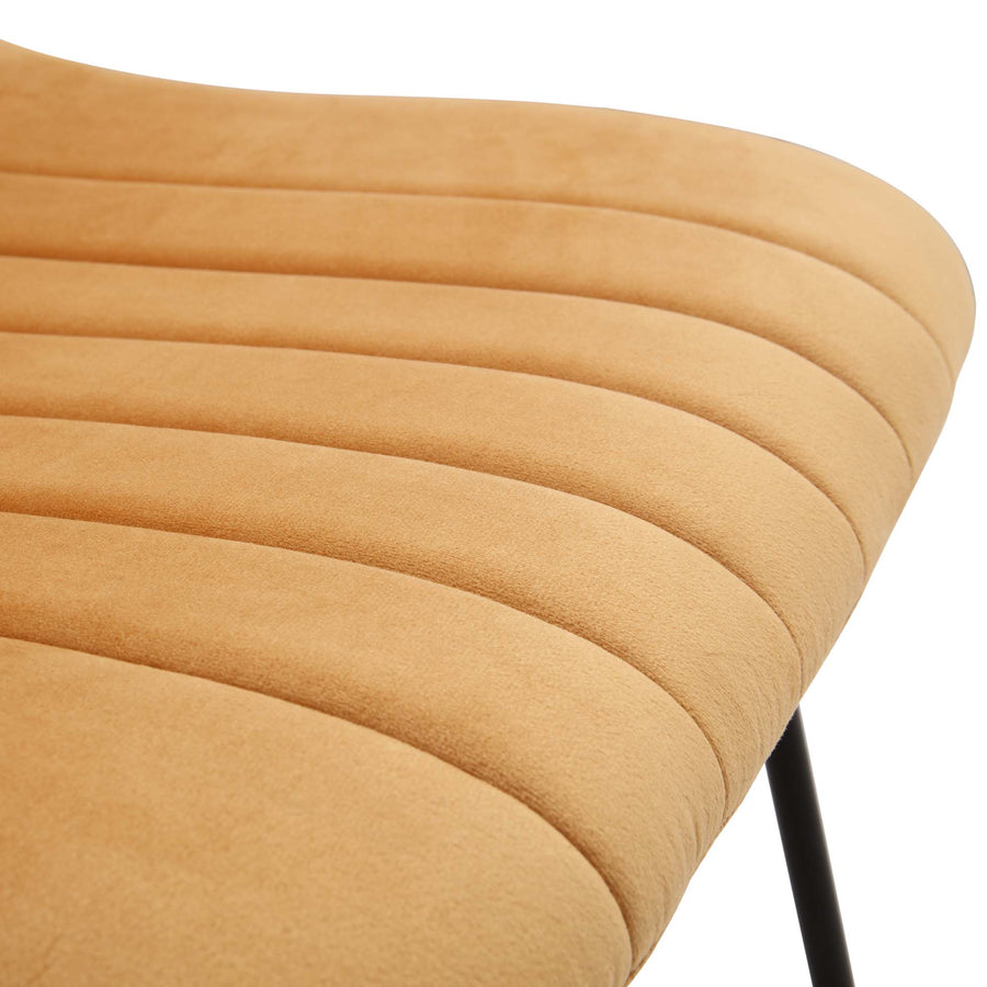 Sutton Set of 2 Mustard Yellow Velvet Fabric Fluted Dining Chairs with Metal Frame
