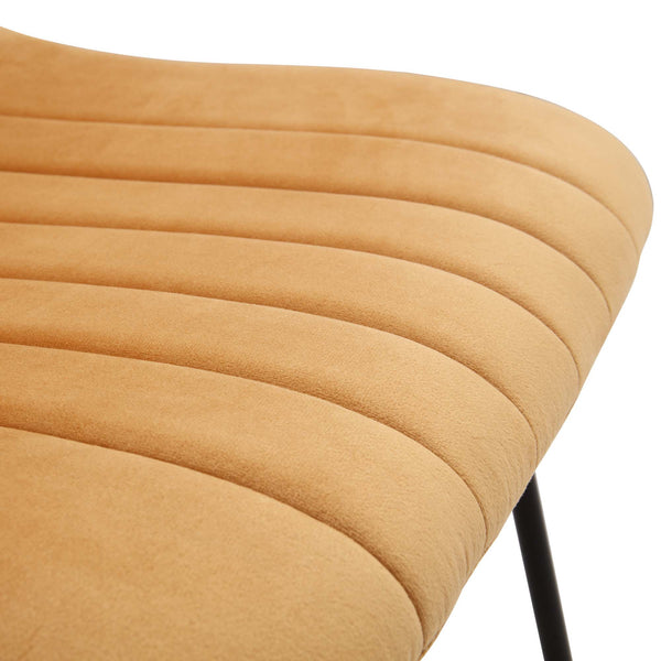 Sutton Set of 2 Mustard Yellow Velvet Fabric Fluted Dining Chairs with Metal Frame