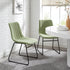 Sutton Set of 2 Sage Green Velvet Fabric Fluted Dining Chairs with Metal Frame - daals