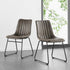 Sutton Set of 2 Vegan Leather Fluted Dining Chairs with Metal Frame (Steel Grey) - daals