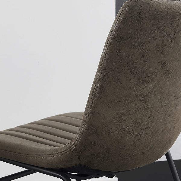 Sutton Set of 2 Vegan Leather Fluted Dining Chairs with Metal Frame (Steel Grey)